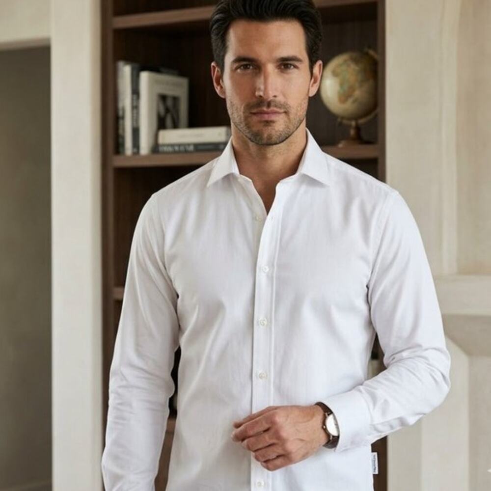 The Custom Shop 100% Egyptian Cotton Perfect White Dress Shirt Mens M